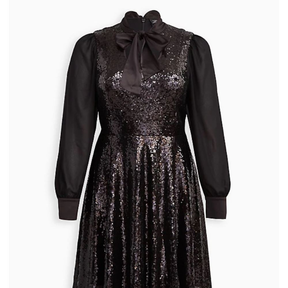 Torrid SYLVIA MOLLIE MINI DRESS - MESH SEQUIN BLACK
